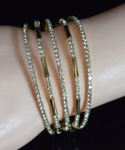 Fine Gold Sterling Silver Overgild Zircon Multilayer Bangle