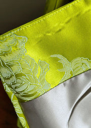 Fine Green Silk Jacquard Chinese Button Fine Cotton Filled Coats Winter