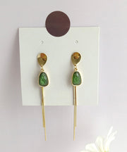 Fine Green Steling Silver Alloy Resin Tassel Drop Earrings