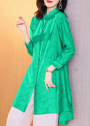 Fine Grass Green Silk Clothing Two Pieces Set Summer