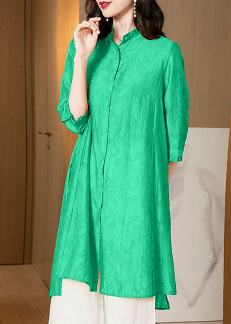 Fine Grass Green Silk Clothing Two Pieces Set Summer