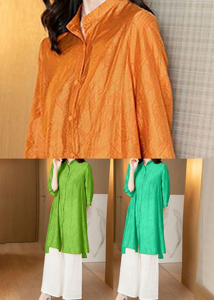 Fine Grass Green Silk Clothing Two Pieces Set Summer