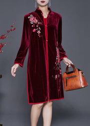 Fine Mulberry Embroideried Floral Silk Velour Women Sets 2 Pieces Fall