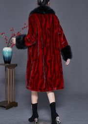 Fine Mulberry Oversized Striped Faux Fur Coats Spring