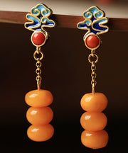 Fine Orange Sterling Silver Agate Drop Earrings