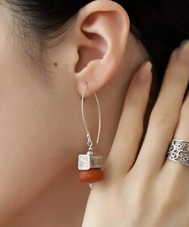 Fine Orange Sterling Silver Persimmon Hoop Earrings