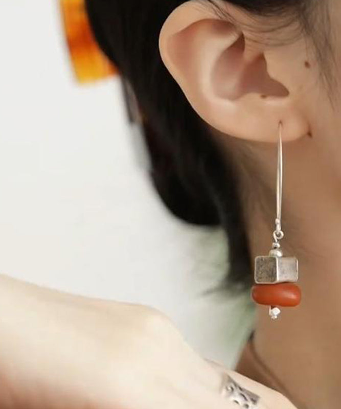 Fine Orange Sterling Silver Persimmon Hoop Earrings