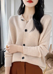 Fine Pink O-Neck Button Cotton Knit Cardigans Fall