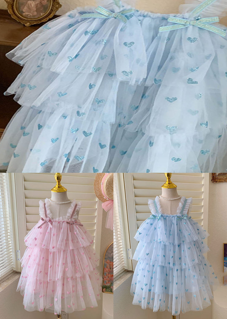 Fine Pink Ruffled Layered Patchwork Tulle Baby Girls Dresses Summer