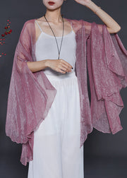 Fine Purple Asymmetrical Silk Loose Cardigan Summer