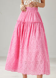 Fine Rose Ruffled Hollow Out Cotton Skirt Summer