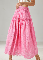 Fine Rose Ruffled Hollow Out Cotton Skirt Summer