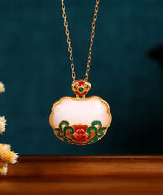 Fine White Ruyi Longevity Lock Necklace Advanced Sense Collar Chain Necklaces