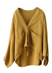 Fine Yellow Bat wing Sleeve Pockets Coat Short - bagstylebliss