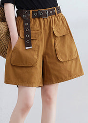 Fine Yellow Patchwork Sashes Shorts Summer