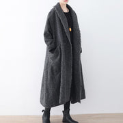 Fine black gray wool jackets trendy plus size long jackets 2017 coat