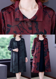 Fitted Mulberry Peter Pan Collar Print Silk Coat Outwear Long Sleeve