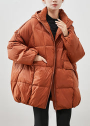 Fitted Orange Oversized Duck Down Puffer Jacket Winter