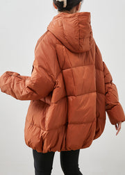 Fitted Orange Oversized Duck Down Puffer Jacket Winter