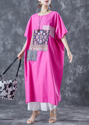 Fitted Rose Embroideried Oversized Cotton Maxi Dresses Summer