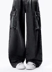 Flanging Gradient Color High Waist American Style Straight Pants Spring