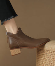 French Apricot Pointed Toe Chunky Ankle Boots