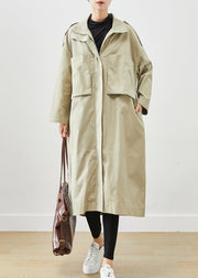 French Beige Oversized Big Pockets Cotton Coat Outwear Fall