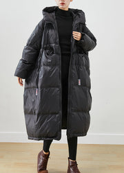 French Black Oversized Drawstring Duck Down Jacket In Winter