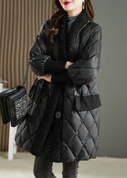 French Black PocketsTeddy Faux Fur Patchwork Duck Down Parka Winter