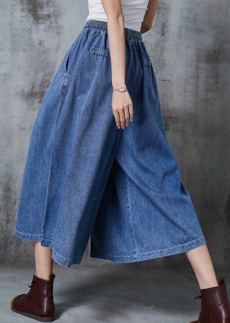 French Blue Oversized Denim Wide Leg Pants Summer