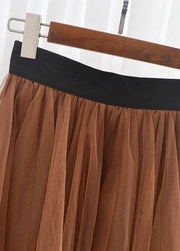 French Chocolate Elastic Waist Asymmetrical Exra Large Hem Tulle Skirt Summer