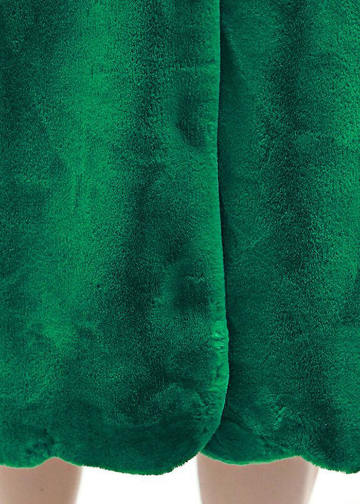 French Green Oversized Thick Fuzzy Fur Fluffy Coats Winter