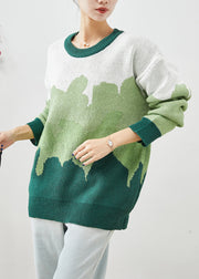 French Green Oversized Thick Knit Sweaters Winter