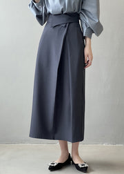 French Grey High Waist Slim Fit Skirts Fall