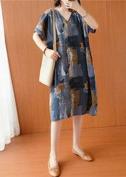 French Grey Oversized Tie Dye Cotton Dress Summer