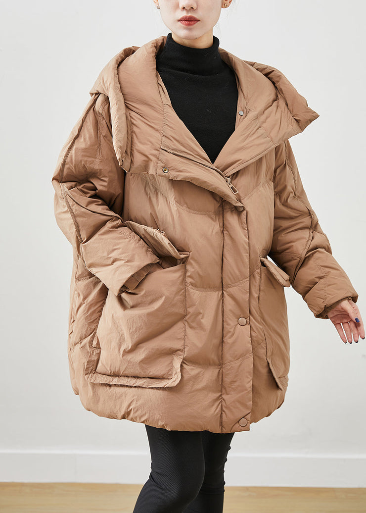 French Khaki Oversized Thick Duck Down Down Coats Winter