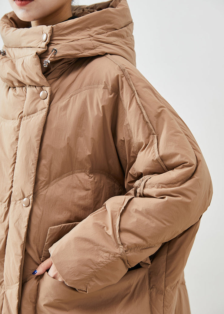 French Khaki Oversized Thick Duck Down Down Coats Winter