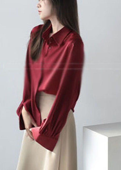 French Mulberry Peter Pan Collar Oversized Draping Satin Shirt Top Spring