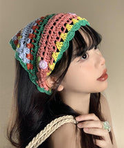 French Multi Hollow Out Knitted Headscarf Triangular