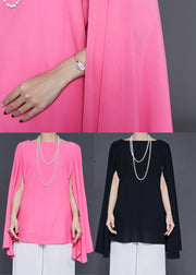 French Pink Silm Fit Chiffon Shirt Top Cloak Sleeves