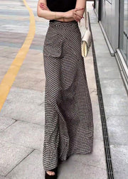 French Plaid Lace Up High Waist Cotton Maxi Skirts Summer