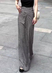 French Plaid Lace Up High Waist Cotton Maxi Skirts Summer