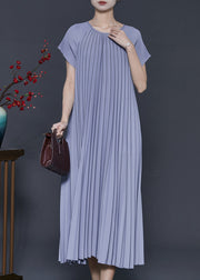 French Purple Oversized Spandex Pleated Dress Summer