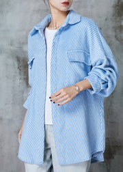 French Sky Blue Oversized Pockets Corduroy Coat Outwear Spring