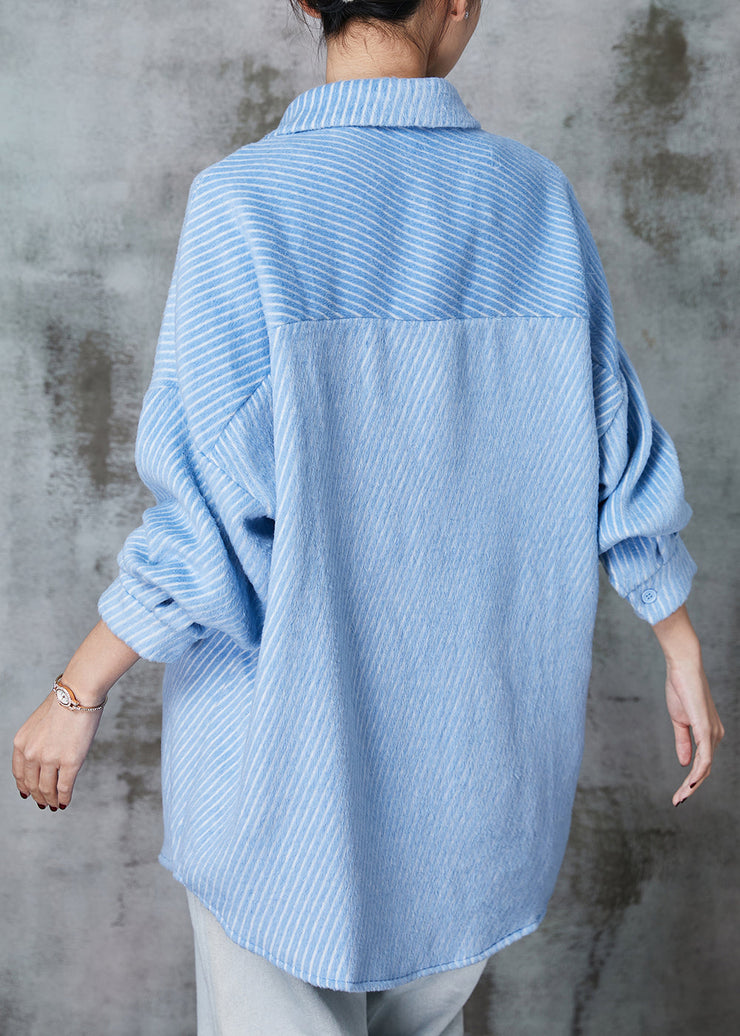 French Sky Blue Oversized Pockets Corduroy Coat Outwear Spring