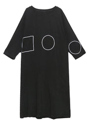 French black tunics for women o neck pockets A Line Dress - bagstylebliss