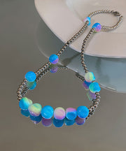 Gradient Color Blue Aloy Beading Gratuated Bead Necklace