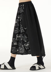 Graphic Asymmetrical Design Drawstring Elastic Waist Skirts