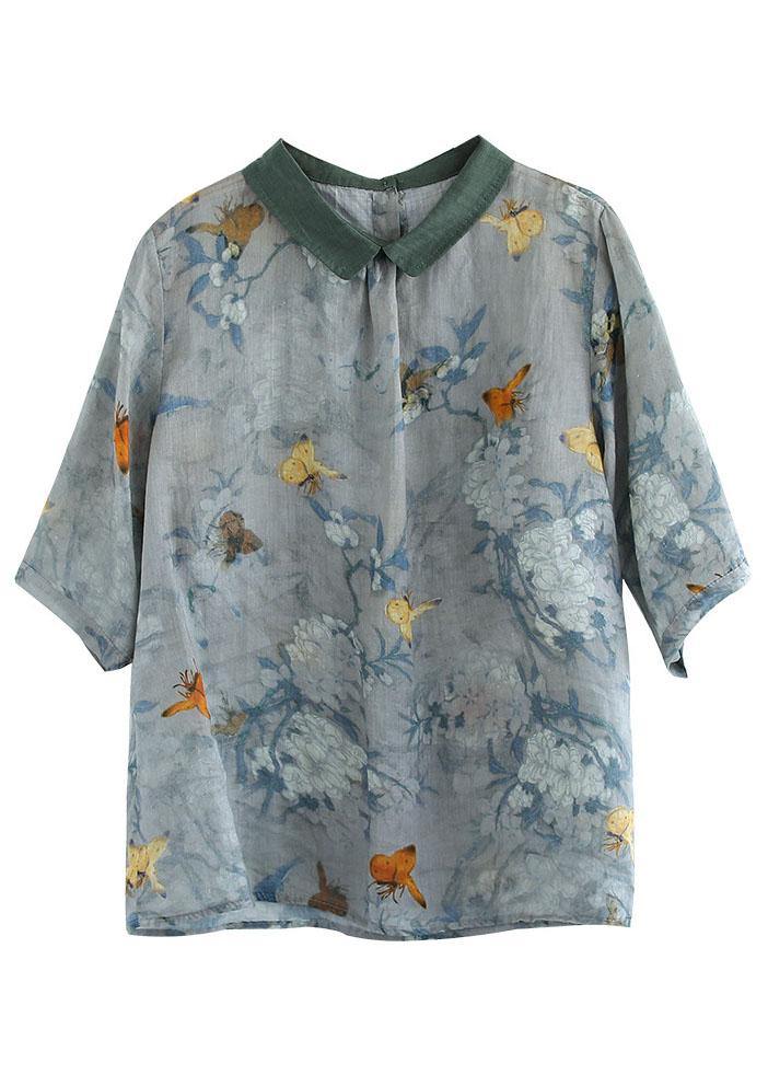 Grass Green Turn-down Collar Print Summer Shirt Half Sleeve - bagstylebliss