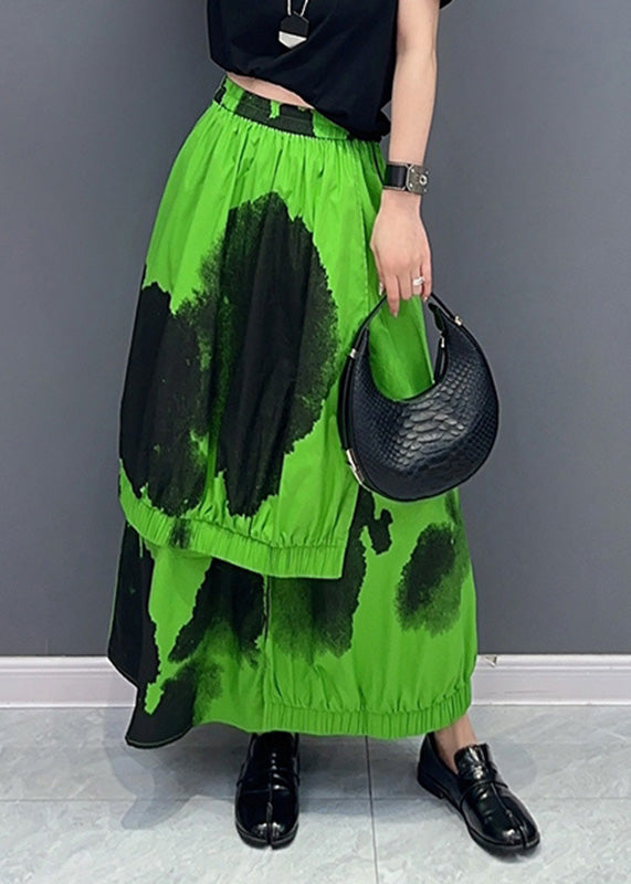 Green Asymmetrical Cozy Pants Skirt